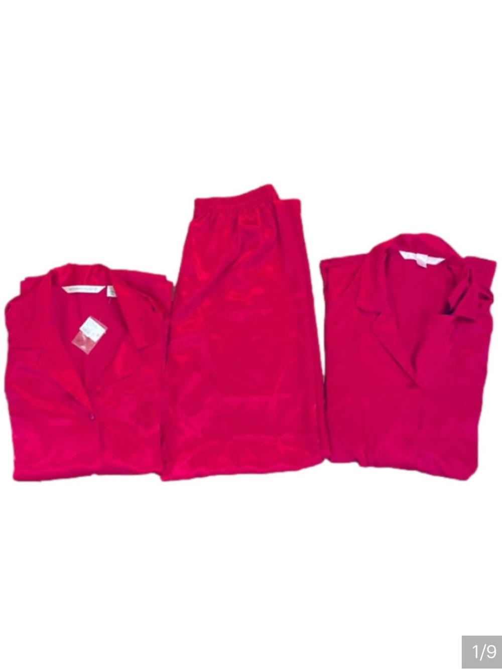 Victoria’s Secret pajamas set of 3 two tops one bottoms pink/red button up
